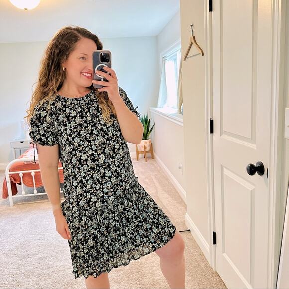Anthropologie Current Air Blue Floral Mini Dress Small - Picture 1 of 15